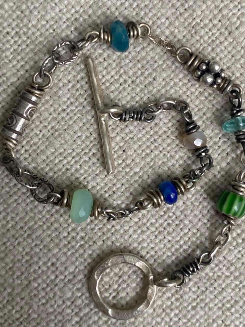 Handmade Sterling Silver Traveler’s Beaded Gemstone Bracelet